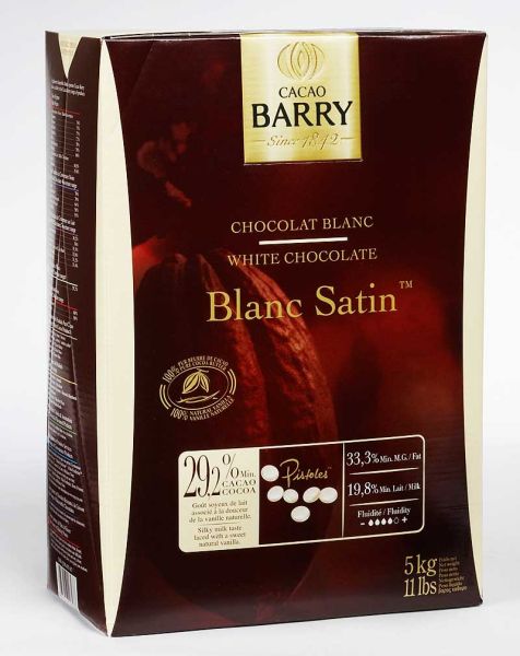 Couverture chocolat blanc Satin 29,2% plaque de 2.5 kg - Cacao Barry