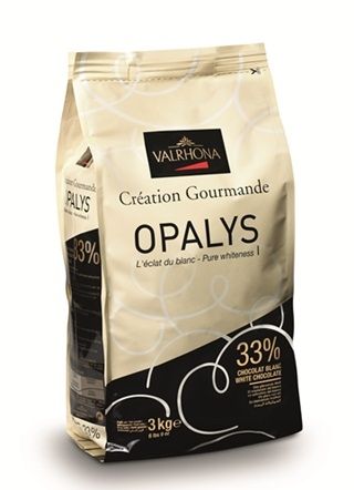 Valrhona Opalys 33% White Chocolate Feve 6.6 lb.